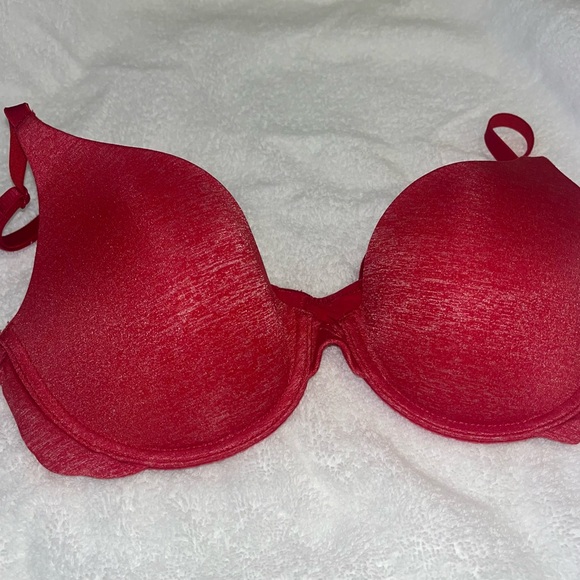 Victoria's Secret Red Coral Pink Uplift Semi Demi Underwire Bra Size 32C - Picture 2 of 8